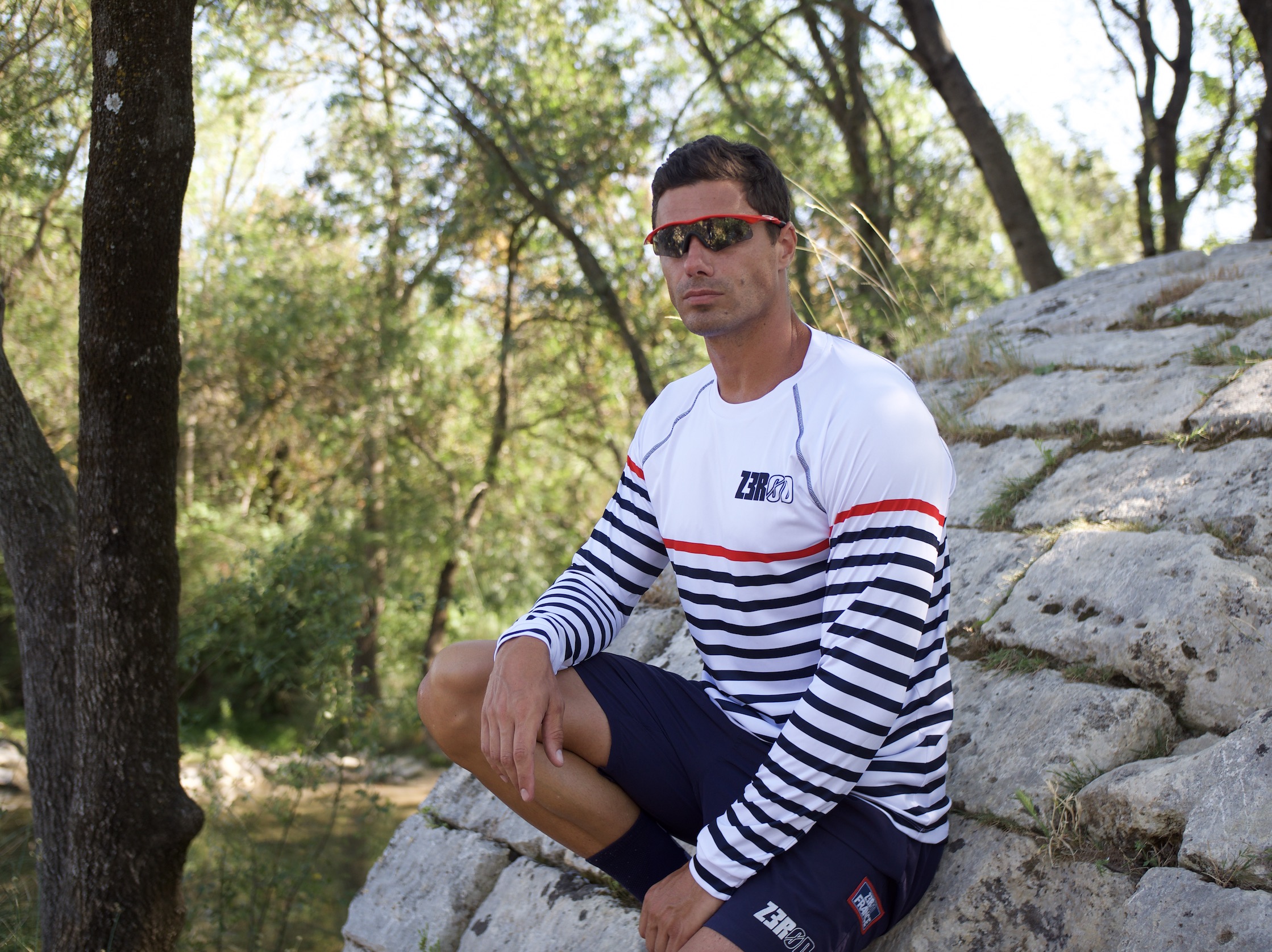 T-SHIRT RUNNING MARINIERE MANCHES LONGUES