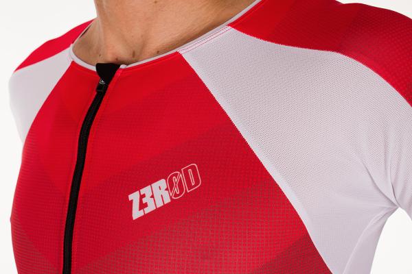 Triathlon racer man ttSUIT | Z3R0D - triathlon sleeved red and grey trisuit 