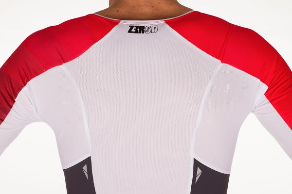 Triathlon racer man ttSUIT | Z3R0D - triathlon sleeved red and grey trisuit 