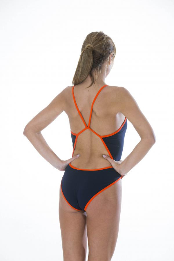 Z3R0D - MAILLOT 1PIECE BLEU FONCE / ORANGE 