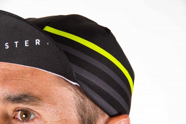 Casquette vélo Z3R0D marinière black noire grise et jaune fluo