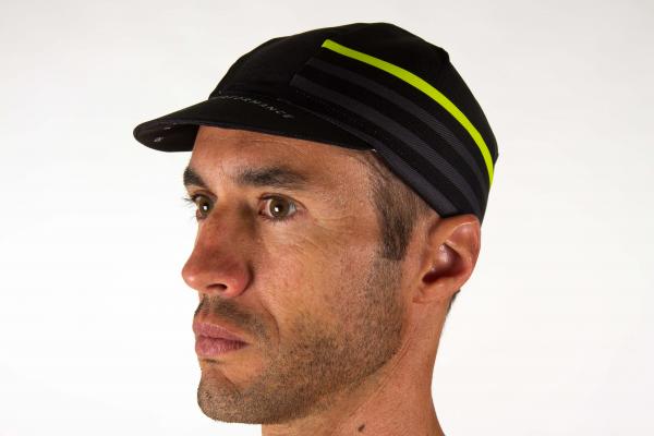 Casquette vélo Z3R0D marinière black noire grise et jaune fluo