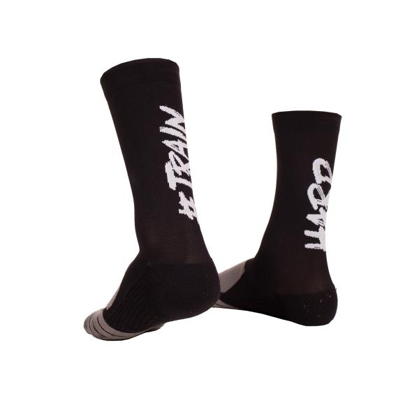 Z3R0D - Chaussettes hautes bleu marine avec logo noir pour la course à pied et le vélo. 