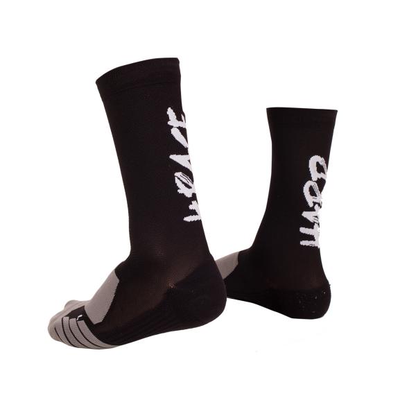Z3R0D - Chaussettes hautes blanches avec logo noir pour la course à pied et le vélo. 