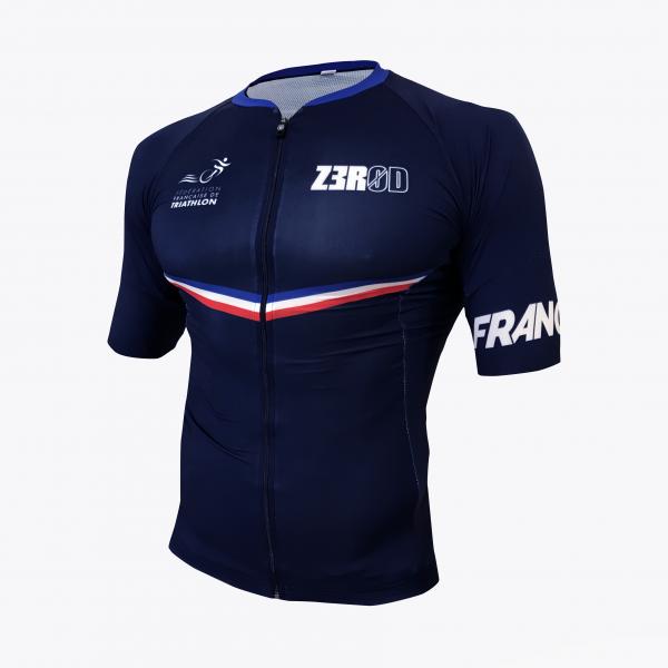 Maillot vélo France Z3R0D manches courtes bleu marine 