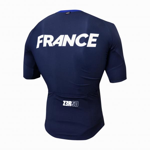 Maillot vélo France Z3R0D manches courtes bleu marine 