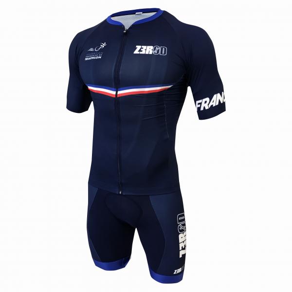 Maillot vélo France Z3R0D manches courtes bleu marine 