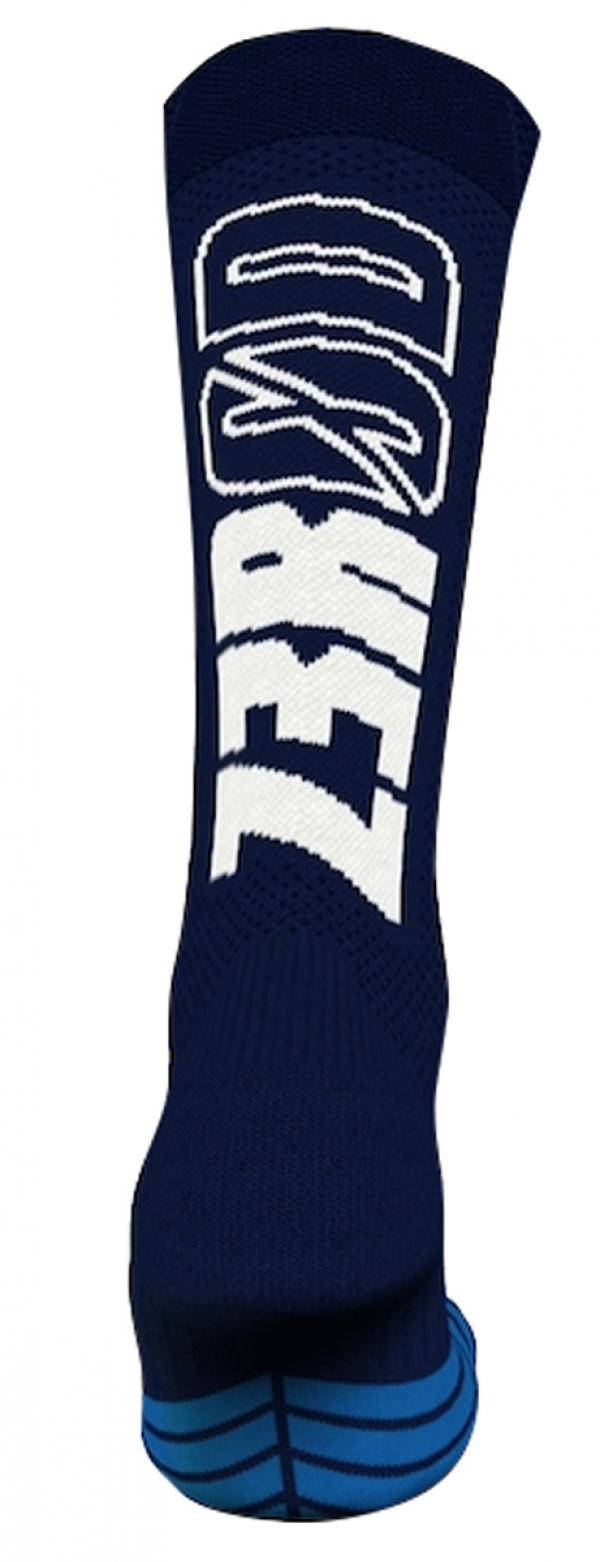 Z3R0D - navy high socks with white logo for running, cycling and triathlon training or races.