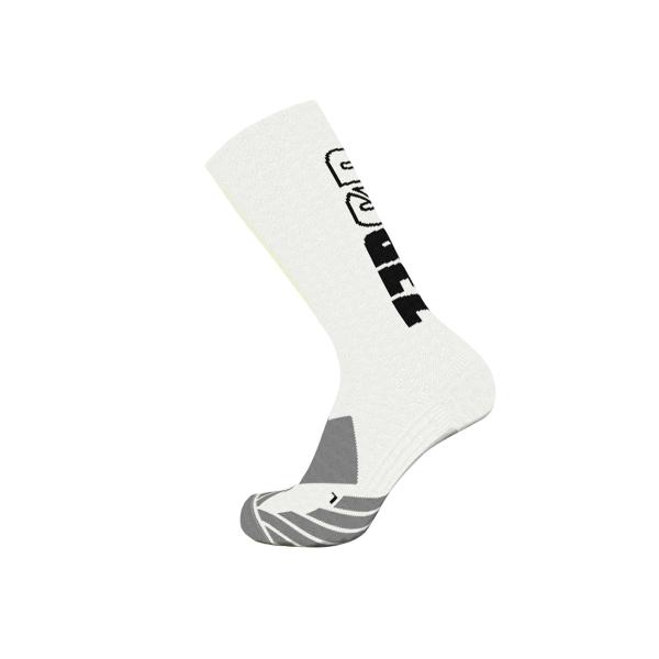 Z3R0D - white high socks with black logo for running, cycling and triathlon training or races.