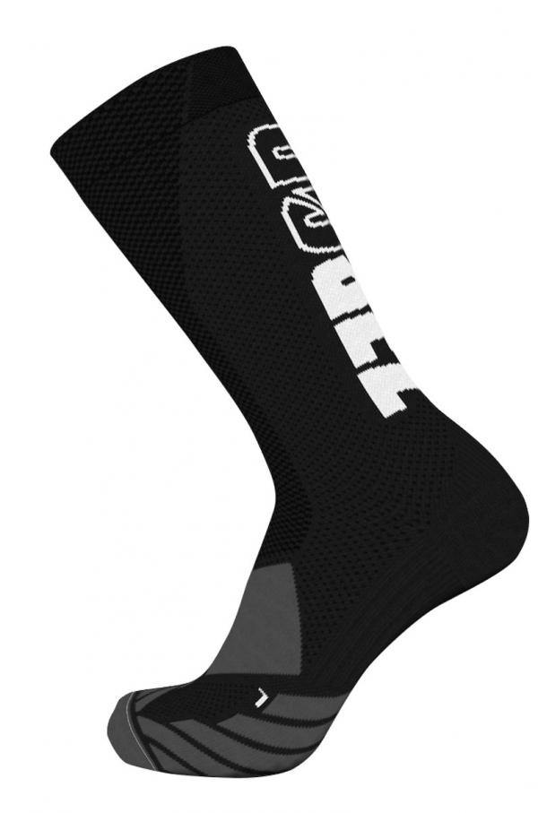 Z3R0D - Chaussettes hautes noires avec logo blanc pour la course à pied et le vélo. 