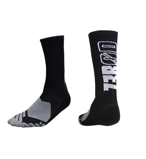 Z3R0D - black high socks with white logo for running, cycling and triathlon training or races.