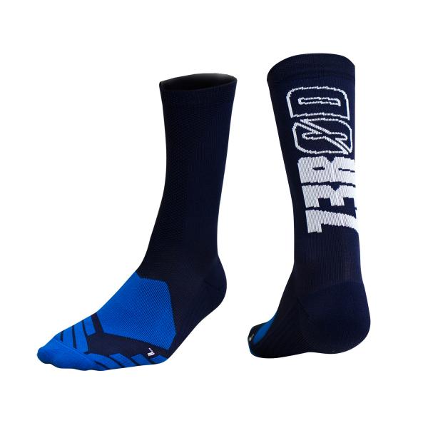 Z3R0D - Chaussettes hautes bleu marine avec logo blanc pour la course à pied et le vélo. 