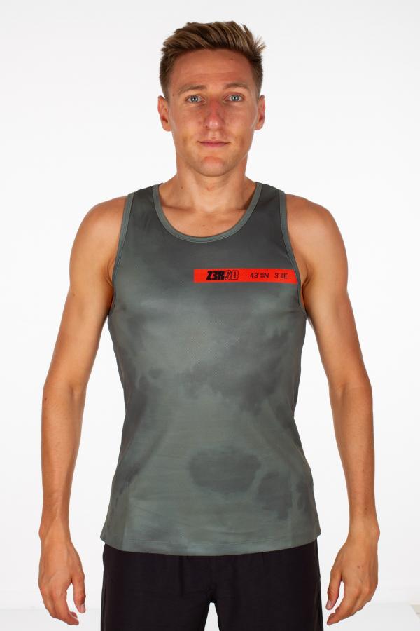 Orange trekking green Man Running Singlet | Z3R0D 