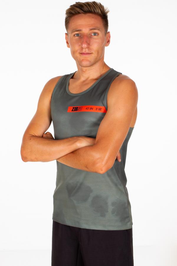 Orange trekking green Man Running Singlet | Z3R0D 