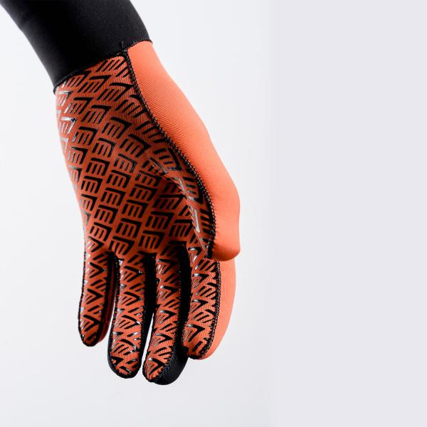 Z3R0D - Black/orange triathlon neoprene gloves for open water