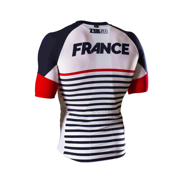 Maillot vélo France Z3R0D manches courtes marinière FFTRI