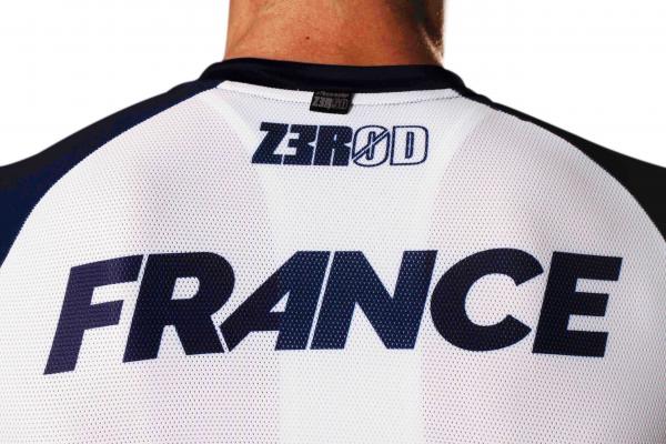 Maillot vélo France Z3R0D manches courtes marinière FFTRI