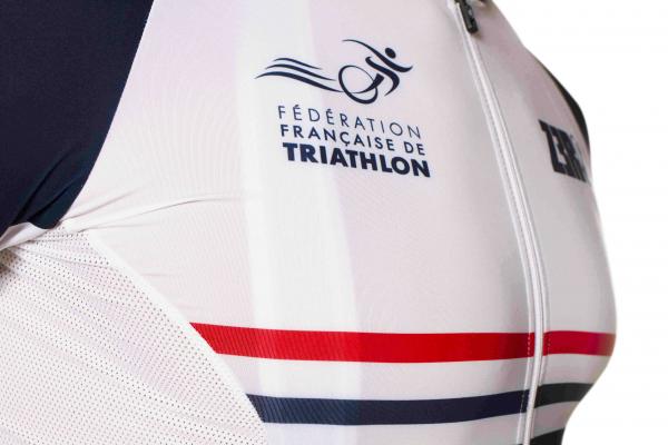 Maillot vélo France Z3R0D manches courtes marinière FFTRI