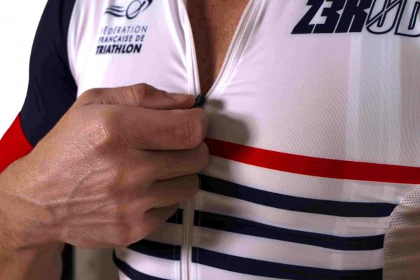 Maillot vélo France Z3R0D manches courtes marinière FFTRI