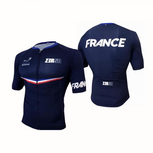 Maillot vélo France Z3R0D manches courtes bleu marine 