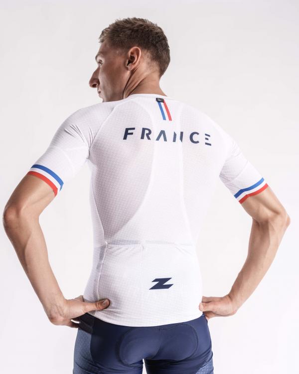 Maillot vélo France Z3R0D manches courtes bleu marine 