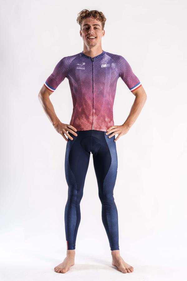 Maillot vélo France Z3R0D manches courtes bleu marine 