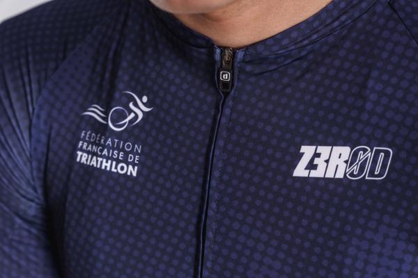 Maillot vélo France Z3R0D manches courtes bleu marine 