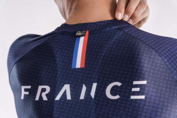 Maillot vélo France Z3R0D manches courtes bleu marine 