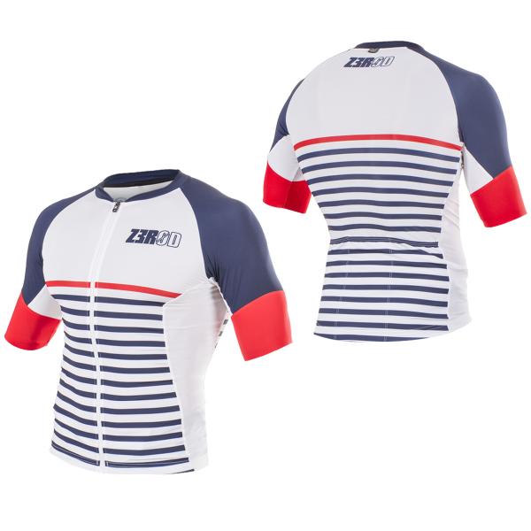 Maillot vélo Z3R0D Marinière, maillot cyclisme manches courtes 