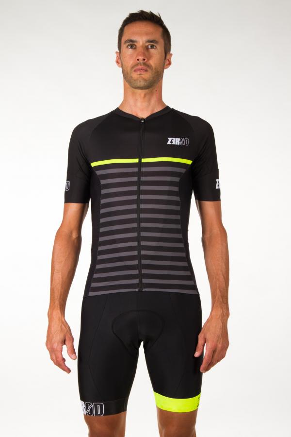 Maillot vélo marinière black Z3R0D manches courtes pour hommes