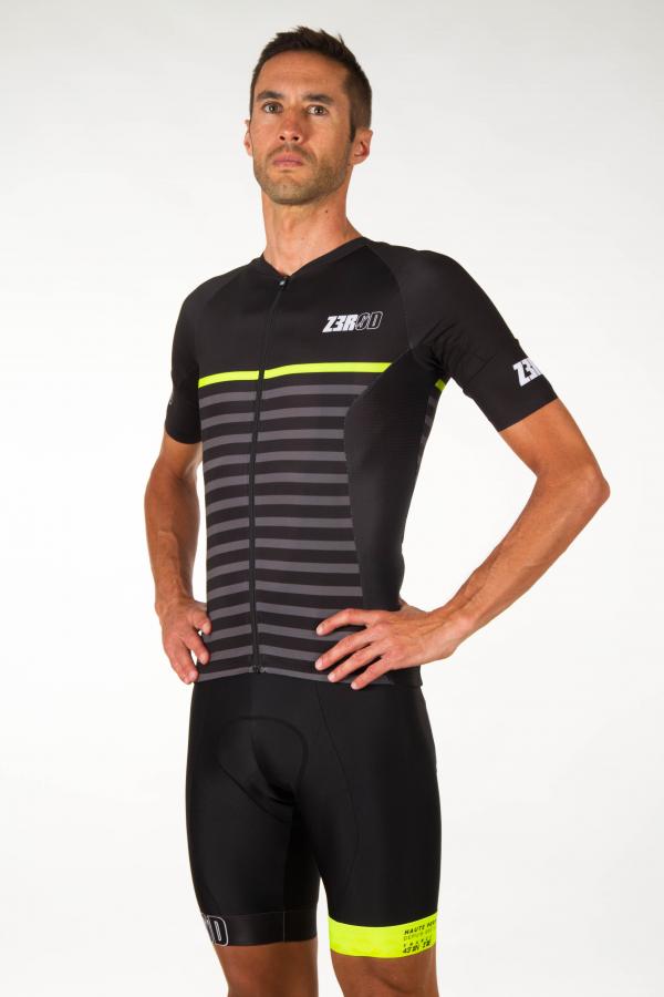 Maillot vélo marinière black Z3R0D manches courtes pour hommes