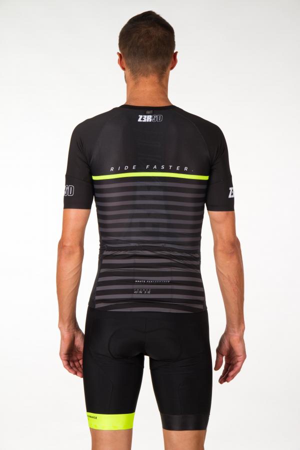 Maillot vélo marinière black Z3R0D manches courtes pour hommes