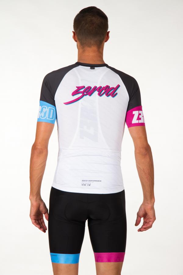 Z3R0D Miami white cycling jersey, short sleeves jersey for men