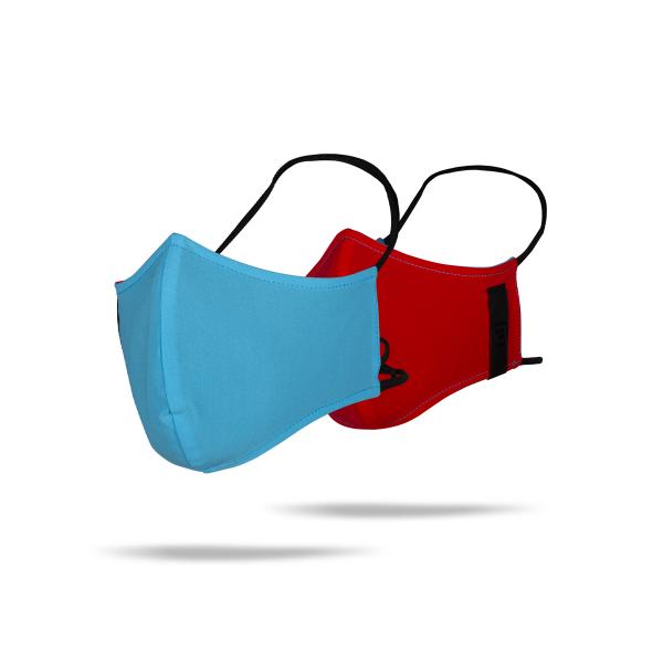 Masque en tissu réversible noir/bleu/rouge Z3R0D