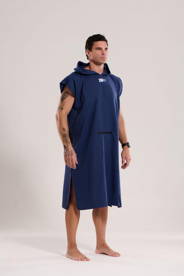Poncho de natation et serviette de bain bleu marine | Z3R0D