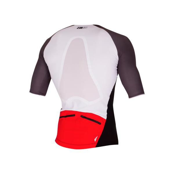 ttSINGLET Racer homme | Z3R0D - haut de triathlon à manches rouge et gris