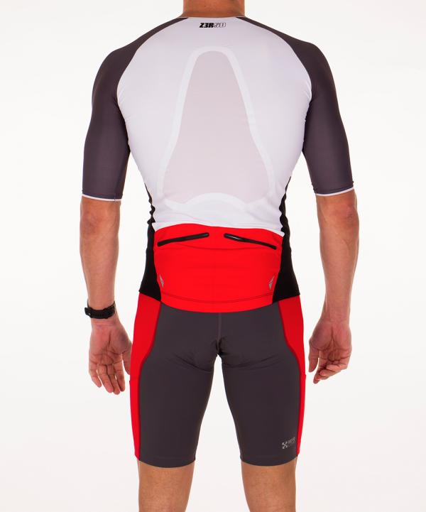 Racer man red and grey ttSINGLET | Z3R0D - triathlon sleeved top 