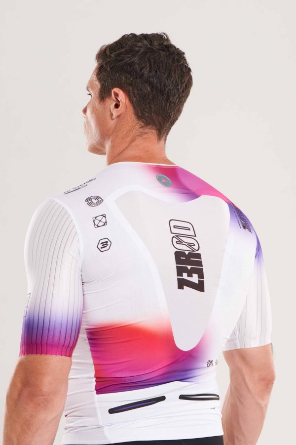 ttSINGLET Racer homme Vortex Nebula White| Z3R0D - haut de triathlon à manches 