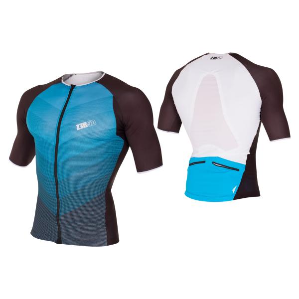 ttSINGLET Racer homme | Z3R0D - haut de triathlon à manches atoll et noir