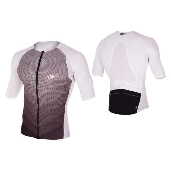 ttSINGLET Racer homme | Z3R0D - haut de triathlon à manches noir et blanc