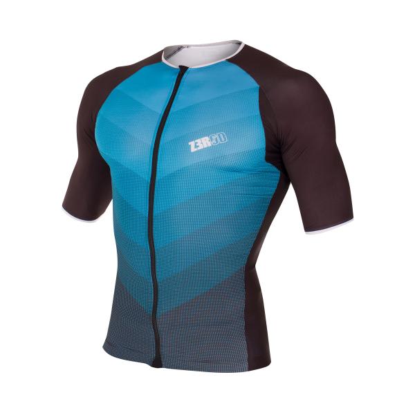 ttSINGLET Racer homme | Z3R0D - haut de triathlon à manches atoll et noir