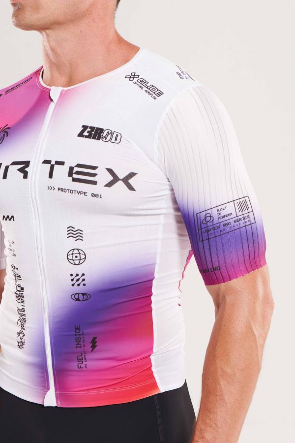 ttSINGLET Racer homme Vortex Nebula White| Z3R0D - haut de triathlon à manches 