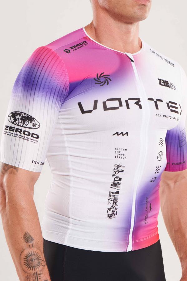 ttSINGLET Racer homme Vortex Nebula White| Z3R0D - haut de triathlon à manches 