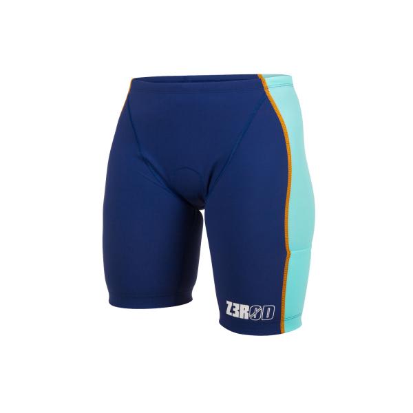 Short de triathlon femme bleu marine et vert d'eau racer | Z3R0D - bas de triathlon