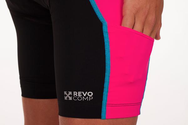 Short de triathlon femme noir et rose racer | Z3R0D - bas de triathlon