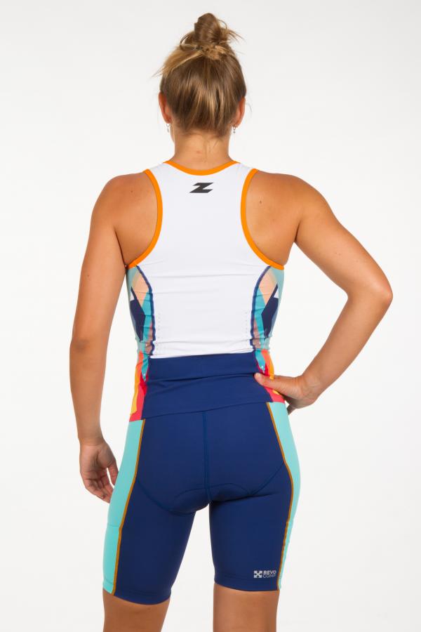 Triathlon racer woman dark blue and light blue shorts | Z3R0D - triathlon bottom gear
