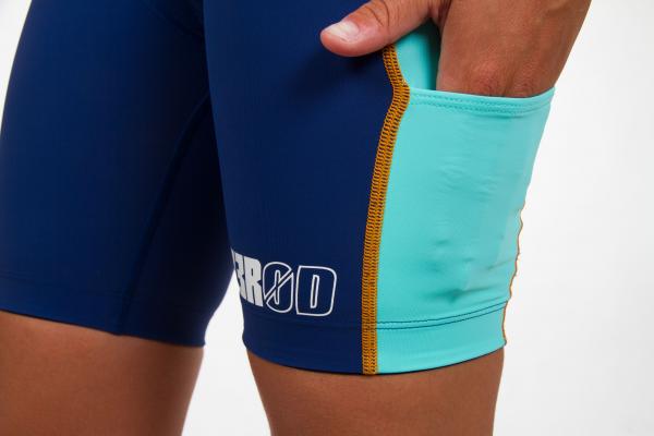 Short de triathlon femme bleu marine et vert d'eau racer | Z3R0D - bas de triathlon