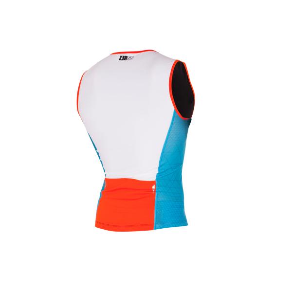 Triathlon racer man black, atoll and orange singlet | Z3R0D triathlon top 