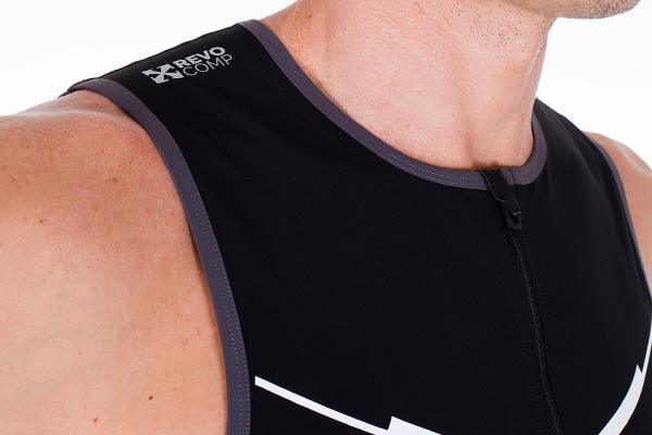 Triathlon racer man black and white singlet | Z3R0D triathlon top 