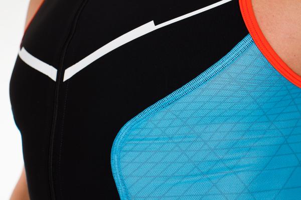 Triathlon racer man black, atoll and orange singlet | Z3R0D triathlon top 